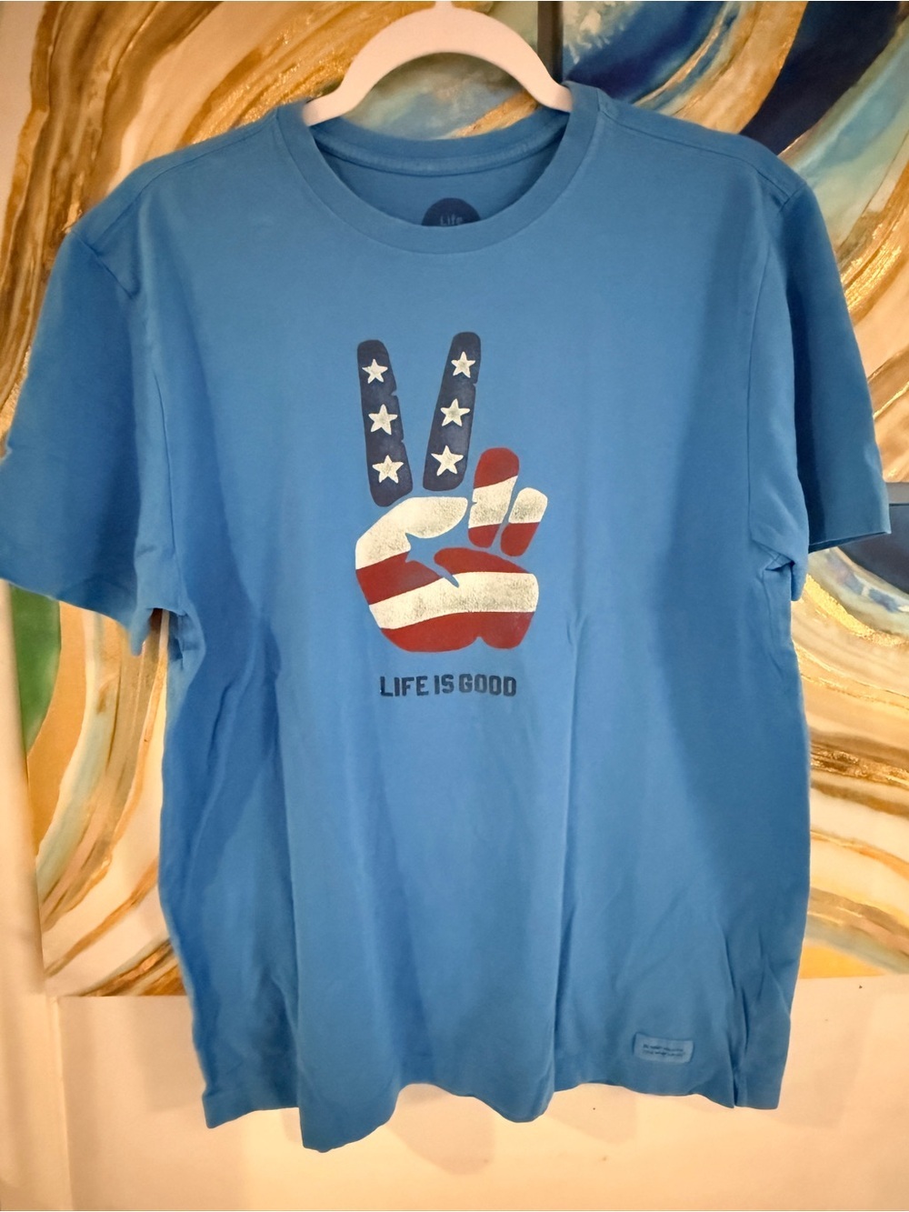 Life Is Good Bright Blue Logo Patch Tee